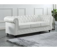 Canapé 3 places en cuir de buffle blanc CHESTERFIELD