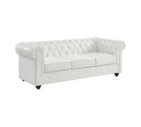 Canapé 3 places en cuir de buffle blanc CHESTERFIELD