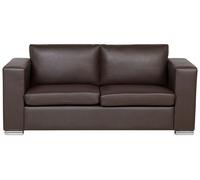 Canapé 3 Places en Cuir Fendu Marron Housse Amovible Rembourrage en Mousse Helsi