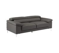 Canapé 3 places en cuir gris anthracite SOLANGE
