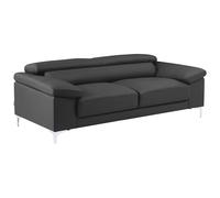 Canapé 3 places en cuir gris anthracite SOLANGE