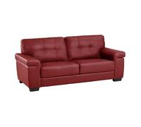 Canapé 3 places en cuir HAZEL - Rouge - Fixe - Confort moelleux - Design contemporain