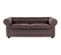 Canapé 3 places en cuir marron CHESTERFIELD - BELIANI - Classique - Intemporel - Fixe