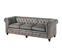 MASSIVMOEBEL24.DE Canapé 3 Places Gris Chesterfield #203