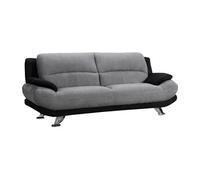 Canapé 3 places en microfibre MUSKO - Bicolore gris et noir