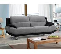 Canapé 3 places en microfibre MUSKO - Bicolore gris et noir