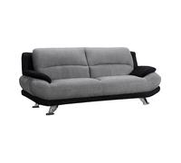 Canapé 3 places en microfibre MUSKO - Bicolore gris et noir - Contemporain - Design - Fixe