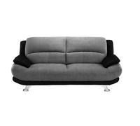 Canapé 3 places en microfibre MUSKO - Bicolore gris et noir - Contemporain - Design - Fixe