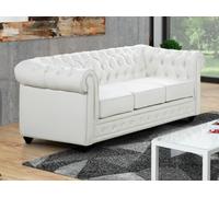Canapé 3 places en simili CHESTERFIELD - Blanc