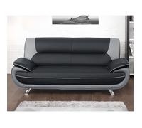 Canapé 3 places en simili NIGEL - Bicolore noir et gris