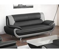 Canapé 3 places en simili NIGEL - Bicolore noir et gris