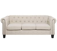 Canapé 3 places en tissu beige avec pieds droits CHESTERFIELD