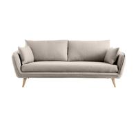 Canapé 3 places en tissu beige et bois clair creep