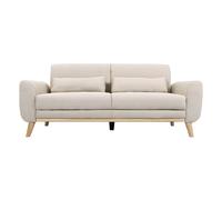 Canapé scandinave 3 places en tissu beige et bois clair EKTOR