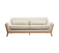 Canapé 3 places en tissu beige et bois clair yoko