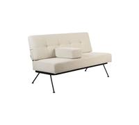 Canapé 3 places en tissu beige, structure métal noir, dossier capitonné, assise en bouclé, fixe - Zuiver, Bowie - 135x74x83 cm