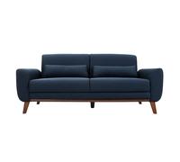 Canapé 3 places en tissu bleu foncé et bois foncé ektor