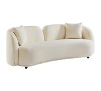 Canapé 3 places en tissu bouclette blanc LINORIA