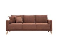Canapé 3 places en tissu chenille terre brûlée et bois clair MUNIK