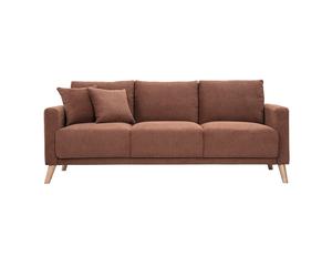 Canapé 3 places en tissu chenille terre brûlée et bois clair MUNIK