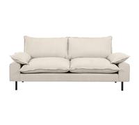 Canapé design 3 places en tissu effet velours beige et métal noir DORY