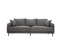 Canapé design 3 places en tissu effet velours gris et métal noir JERRY