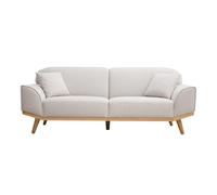 Miliboo Canapé scandinave 3 Places en Tissu Effet Velours texturé Beige et Bois Clair FREEMA