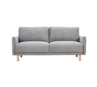 Canapé design 3 places en tissu effet velours texturé gris et bois clair BONO