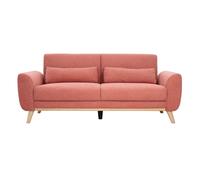 Canapé 3 places en tissu effet velours texturé terracotta et bois clair ektor