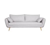 Canapé 3 places en tissu gris clair chiné et bois clair creep
