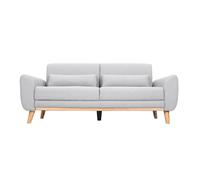 Miliboo Canapé scandinave 3 Places en Tissu Gris Clair et Bois Clair EKTOR