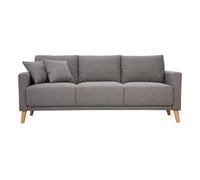 Canapé 3 places en tissu gris et bois clair munik