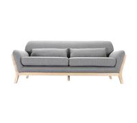 Canapé scandinave 3 places en tissu gris et bois clair YOKO