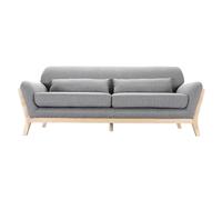 Canapé 3 places en tissu gris et bois clair yoko