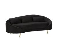 Canape droit en.casa 3 places en polyester noir 84 x 185 x 68 cm Noir G