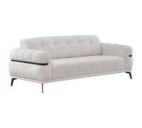 Canapé 3 places en tissu texturé blanc ivoire BELDOJA