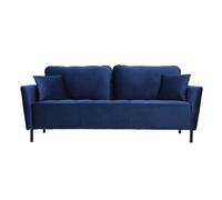 Canapé design 3 places en tissu velours bleu foncé et métal noir BEKA