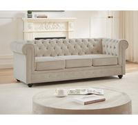 Canapé 3 places en velours beige CHESTERFIELD