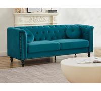 Canapé 3 places en velours bleu canard TURNER