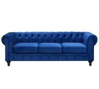 Canapé 3 places en velours bleu cobalt CHESTERFIELD