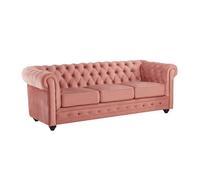 Canapé 3 places en velours CHESTERFIELD - Rose pastel - Fixe - Contemporain - Design