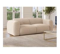Canapé 3 places en velours côtelé grosses côtes beige POGNI de Maison Céphy