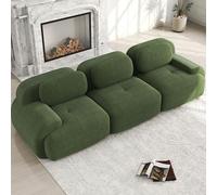 Canapé 3 places, en velours côtelé, modulaire, sans cadre, avec mousse froide 32D, accoudoirs ergonomiques et dessous antidérapant, canapé sans montage, pour salon et chambre à coucher, vert