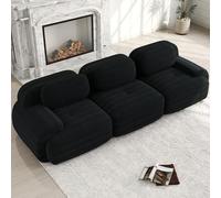 Canapé 3 places, en velours côtelé, modulaire, sans cadre, avec mousse froide 32D, accoudoirs ergonomiques et dessous antidérapant, canapé sans montage, pour salon et chambre à coucher, noir