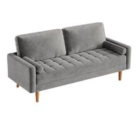 Canapé 3 Places en Velours Gris,Canapé Scandinave avec 2 coussins pour salon,Fauteuil Moderne78×176×85cm