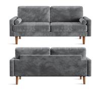 Canapé 3 Places en Velours Gris,Canapé Scandinave doux et confortable avec 2 coussins pour salon,Fauteuil Moderne 78×173×85cm