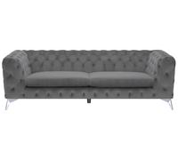 Canapé 3 places en velours gris SOTRA