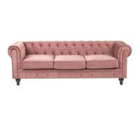 Canapé 3 places en velours rose CHESTERFIELD - BELIANI - Classique - Intemporel - Moelleux