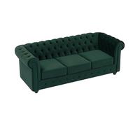 Canapé 3 places en velours vert CHESTERFIELD
