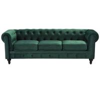 Canapé 3 places en velours vert CHESTERFIELD